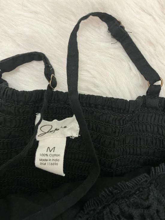 💜 Japna - Black Lace Peplum Tank Top - Picture 2 of 7